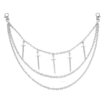 Eiropas un Amerikas Savienoto Valstu pārrobežu hiphopa zobena kulona vidukļa ķēde, daudzslāņu metāla retro ķēde, ķermeņa ķēde, bikšu ķēde, aksesuāru vairumtirdzniecība