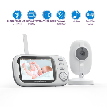 Pārrobežu 3,5 collu displejs bērnu monitoram, bērnu monitors, raudāšanas noteikšana, divvirzienu domofona nakts redzamība