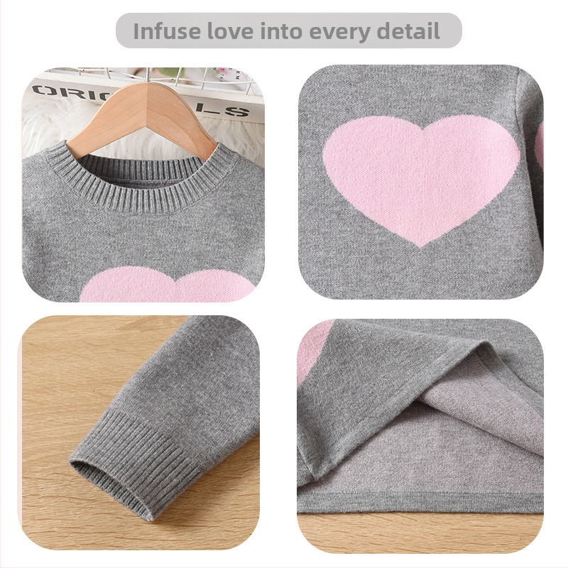 Плетена рокля за момичета, есен и зима 2024, нова голяма детска рокля с обло деколте, любовна пола в чуждестранен стил, детска рокля с пуловер