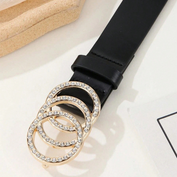 σε απόθεμα διασυνοριακή ευρωπαϊκή και αμερικανική γυναικεία μόδα χρυσό 3-κύκλο αγκράφα κράματος με διαμάντια Joker απλή γεωμετρική ζώνη χονδρικής