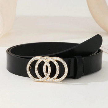 σε απόθεμα διασυνοριακή ευρωπαϊκή και αμερικανική γυναικεία μόδα χρυσό 3-κύκλο αγκράφα κράματος με διαμάντια Joker απλή γεωμετρική ζώνη χονδρικής