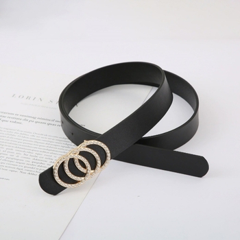 σε απόθεμα διασυνοριακή ευρωπαϊκή και αμερικανική γυναικεία μόδα χρυσό 3-κύκλο αγκράφα κράματος με διαμάντια Joker απλή γεωμετρική ζώνη χονδρικής