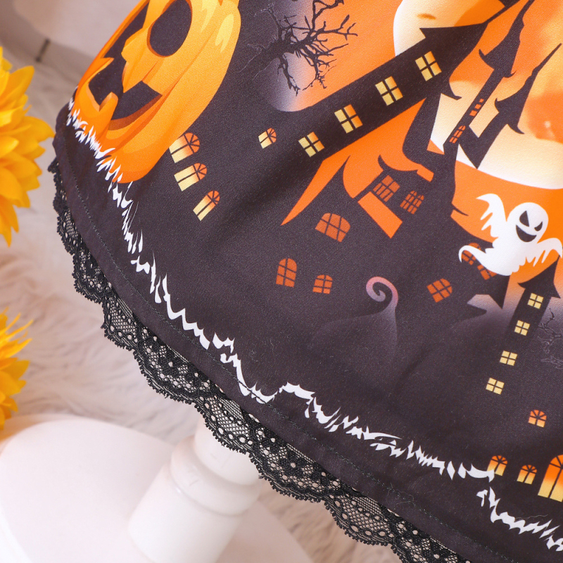 EW väliskaubanduse laste riided väikestele ja keskmise suurusega lastele, uued tüdrukud, kevad- ja sügisene Halloweeni kõrvitsapidulik kleit Q1826-C