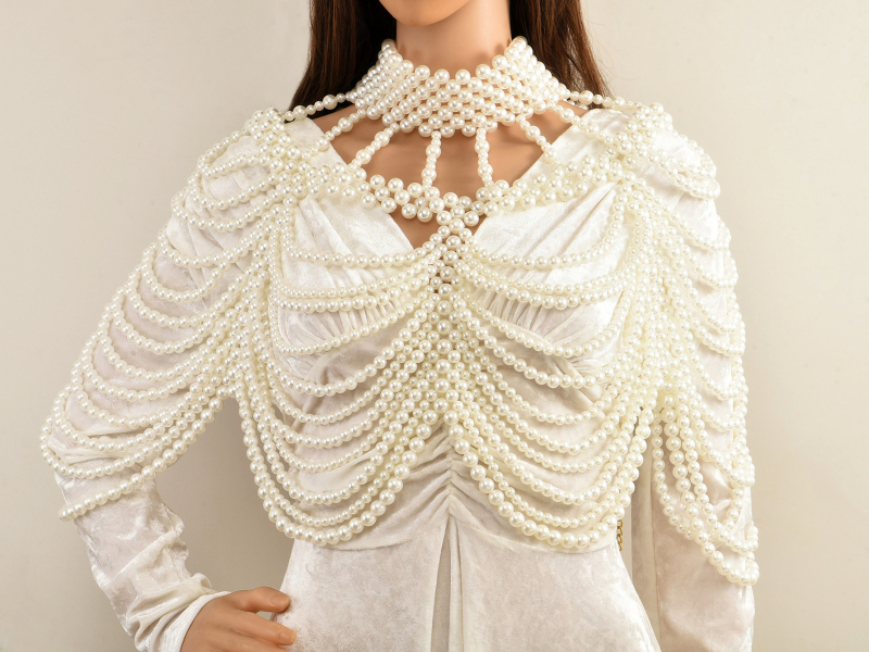 Euroopa ja Ameerika uue stiili kerge luksuslik käsitsi valmistatud helmestega kehaketi pärlitega tutiga vastupidavad atmosfäärilised tipptasemel pulmakleitide aksessuaarid