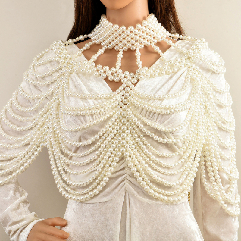 Euroopa ja Ameerika uue stiili kerge luksuslik käsitsi valmistatud helmestega kehaketi pärlitega tutiga vastupidavad atmosfäärilised tipptasemel pulmakleitide aksessuaarid