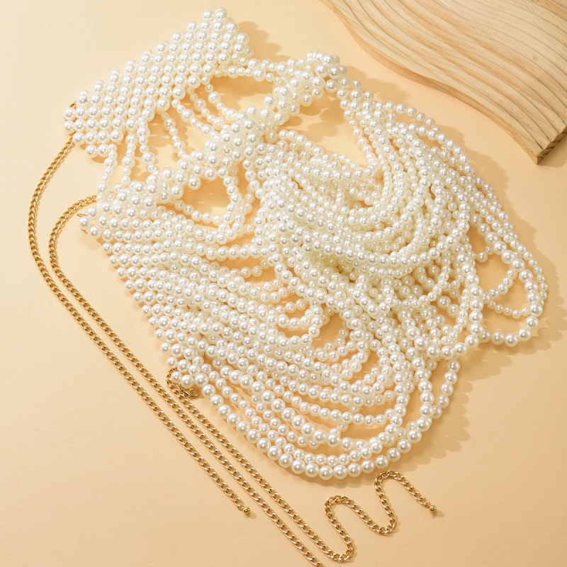 Euroopa ja Ameerika uue stiili kerge luksuslik käsitsi valmistatud helmestega kehaketi pärlitega tutiga vastupidavad atmosfäärilised tipptasemel pulmakleitide aksessuaarid