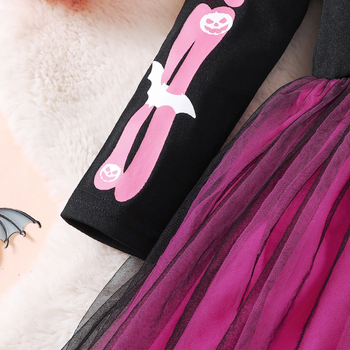 Παιδικά Ρούχα Ew Export για Μικρά και Μεσαία Παιδιά και Κορίτσια Άνοιξη & Φθινόπωρο Μακρυμάνικο Φόρεμα με Ενώσεις και Διχτυωτό Υλικό Q1475-C