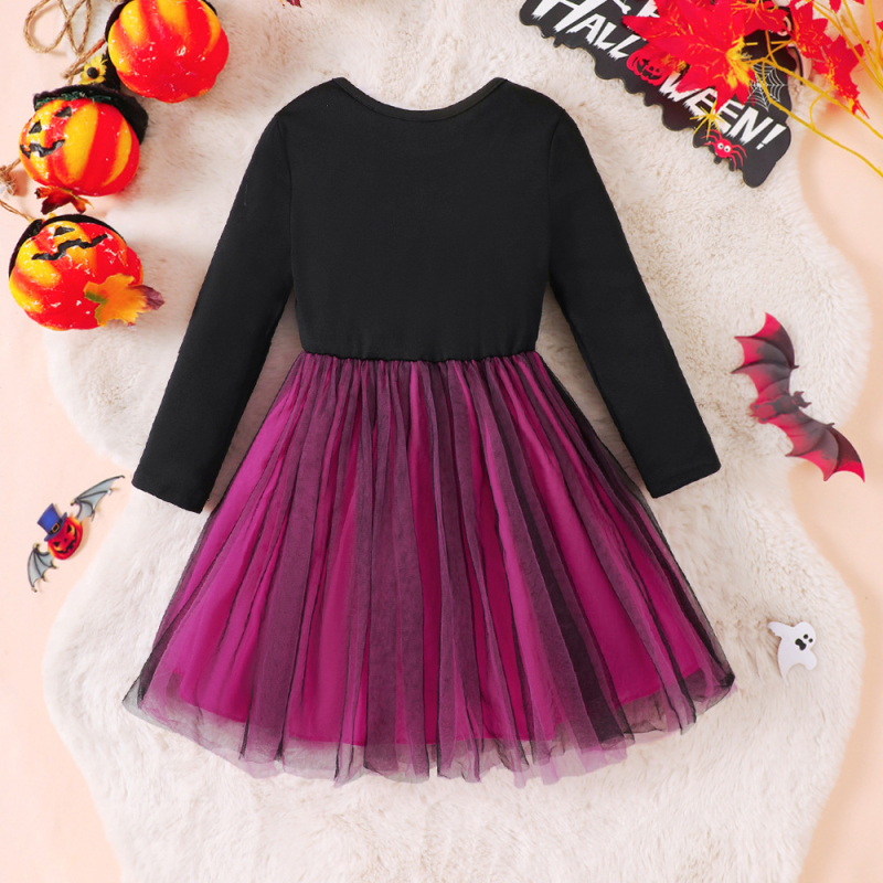 Ew Export Îmbrăcăminte pentru copii și fete de mărime mică și mijlocie, rochie de primăvară și toamnă cu mânecă lungă, din plasă, cu împletitură, Q1475-C