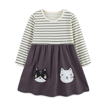 Φθινοπωρινό Νέο Φόρεμα για Κορίτσια με Μακρυμάνικο, Ευρωπαϊκό και Αμερικανικό Στυλ, Κεντημένο Πριγκίπισσας, Μόδα, Παιδική Φούστα με Στρογγυλή Λαιμόκοψη