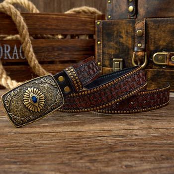 Σε απόθεμα από το Amazon Νέα ανδρική ξεχωριστή ζώνη με πριτσίνια Guofeng, μοντέρνα, ρετρό σκαλιστή, ανθεκτική ζώνη