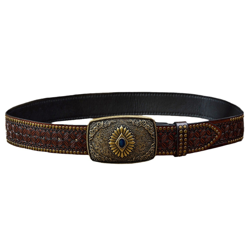 Amazon raktáron Új Guofeng férfi jellegzetes szegecses öv Divatos retró faragott, tartós öv