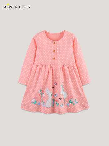 Φθινοπωρινό φόρεμα Aostabetty για κορίτσια, ευρωπαϊκό και αμερικανικό στυλ, παιδικό φόρεμα πριγκίπισσας με κεντημένο σχέδιο