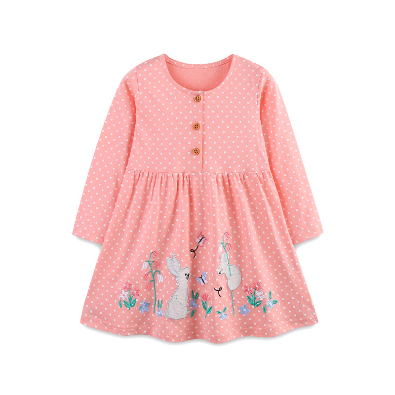 Jesenné dievčenské šaty Aostabetty Autum, nové, európske a americké, módne, detské princeznovské šaty s kreslenými vyšívanými detskými šatami