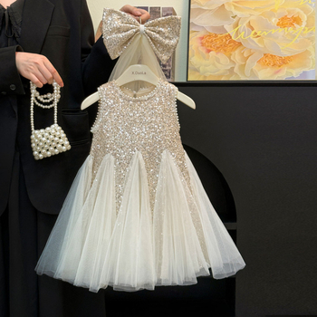 Πρωτότυπο φόρεμα για κορίτσια 2024 Καλοκαιρινό στυλ για μωρά κορίτσια, δημοφιλές φόρεμα για κορίτσια, κομψό παιδικό φόρεμα πριγκίπισσας από πλέγμα