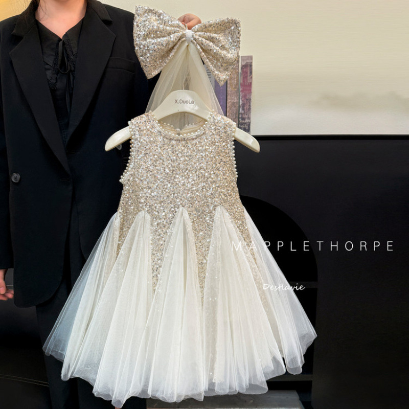 Originalna haljina za djevojčice 2024. Ljetni stil za djevojčice, popularna haljina bez rukava, dječja elegantna mrežasta haljina za princezu