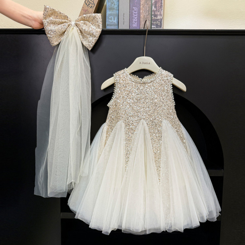 Originalna haljina za djevojčice 2024. Ljetni stil za djevojčice, popularna haljina bez rukava, dječja elegantna mrežasta haljina za princezu