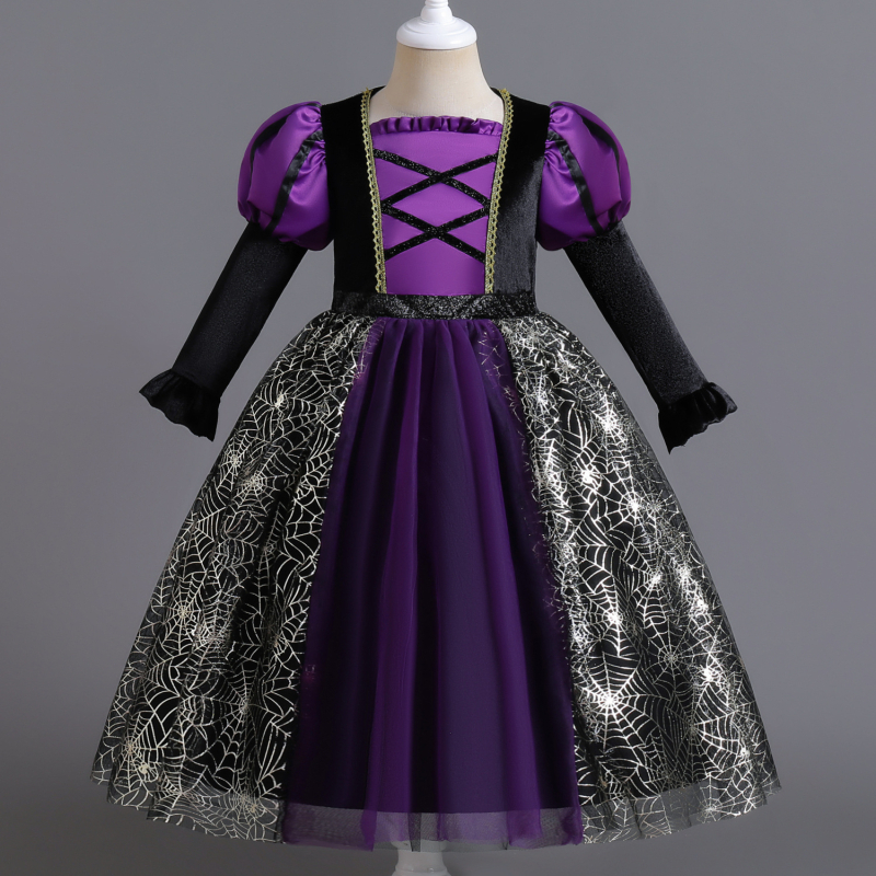 Helovino vaikų drabužiai mergaičių princesės suknelė raganos suknelė mažos raganos suknelė cosplay kostiumas šokių pasirodymo drabužiai