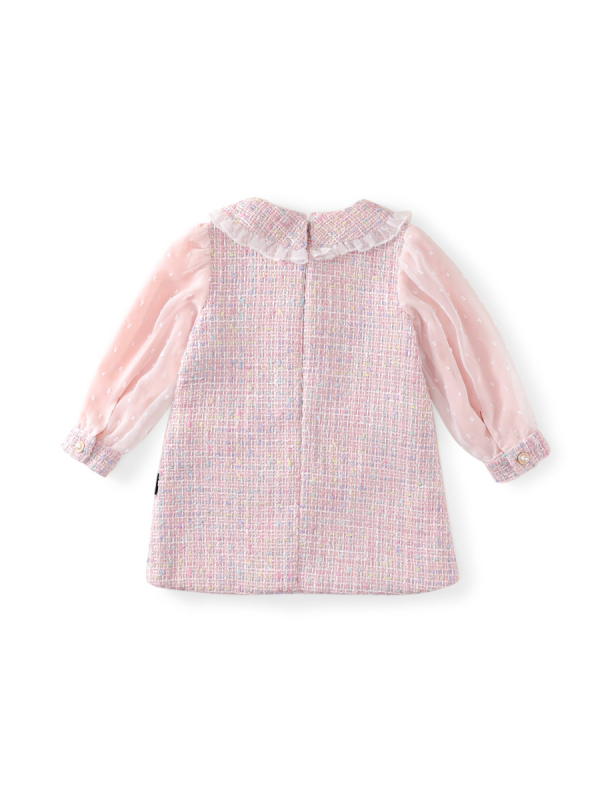 Rochie de primăvară și toamnă MDD pentru fete 2024, stil mic, cu mânecă lungă, guler lotus, mânecă cu bule, comerț exterior