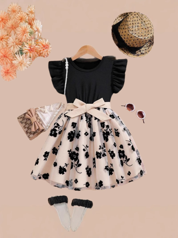 2025 διασυνοριακή Ευρώπη και Ηνωμένες Πολιτείες άνοιξη και καλοκαίρι νέο φόρεμα για κορίτσια με μανίκια που πετάει, πλεκτό πουλόβερ για παιδιά, φούστα πριγκίπισσας