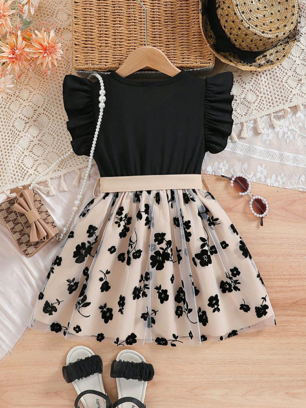 2025 διασυνοριακή Ευρώπη και Ηνωμένες Πολιτείες άνοιξη και καλοκαίρι νέο φόρεμα για κορίτσια με μανίκια που πετάει, πλεκτό πουλόβερ για παιδιά, φούστα πριγκίπισσας