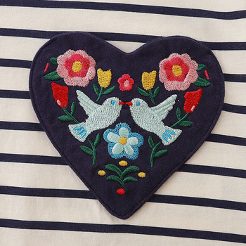 Φορέματα για κορίτσια σε ευρωπαϊκό και αμερικανικό στυλ, παιδικά ριγέ φορέματα πριγκίπισσας, μικρά και μεσαία παιδικά φορέματα με κέντημα πέτου και μακριά μανίκια για μικρά κορίτσια