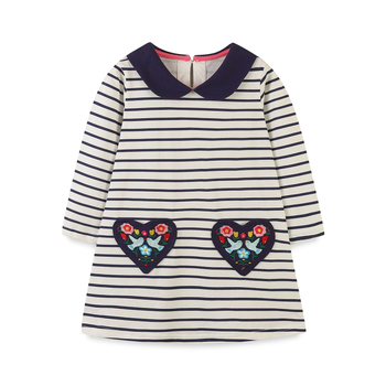 Φορέματα για κορίτσια σε ευρωπαϊκό και αμερικανικό στυλ, παιδικά ριγέ φορέματα πριγκίπισσας, μικρά και μεσαία παιδικά φορέματα με κέντημα πέτου και μακριά μανίκια για μικρά κορίτσια