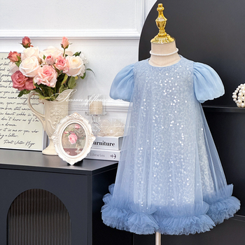 [Έτοιμο σε απόθεμα και αποστολή σε δευτερόλεπτα] Φόρεμα για κορίτσια 2025 Καλοκαιρινό νέο αμάνικο γιλέκο με φούστα mesh Ice Queen