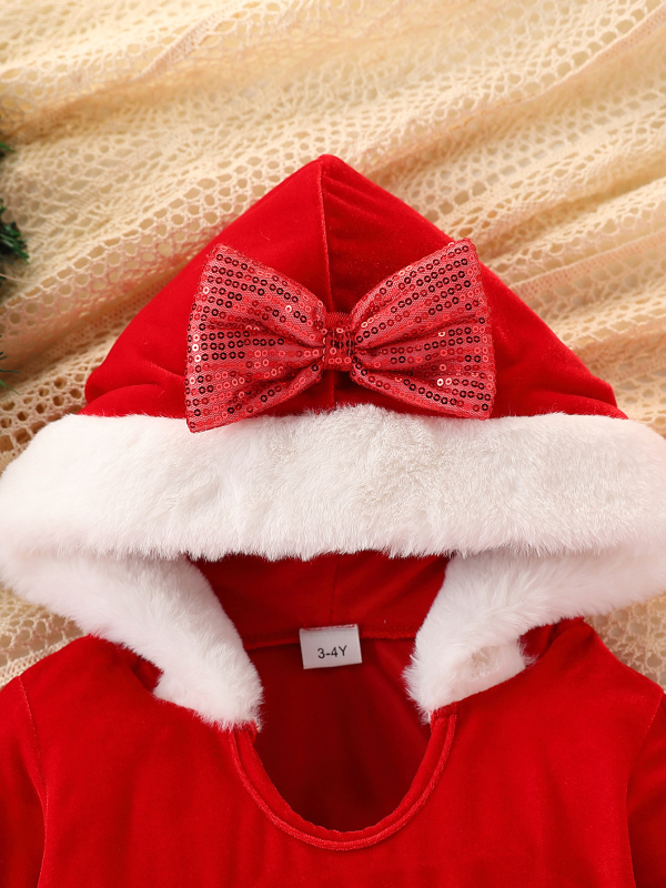 Коледни дрехи за момичета с качулка с лосове, нови дрехи, коледни костюми, детска празнична коледна рокля