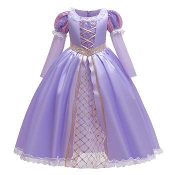 ebay Amazon Rochie Sofia pentru fete cu mânecă lungă, rochie de prințesă cu paiete și diamante, costum de Halloween pentru spectacole