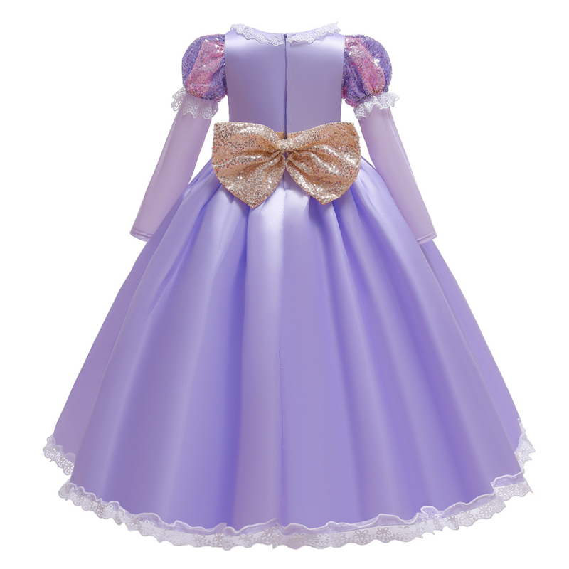 ebay Amazon Rochie Sofia pentru fete cu mânecă lungă, rochie de prințesă cu paiete și diamante, costum de Halloween pentru spectacole