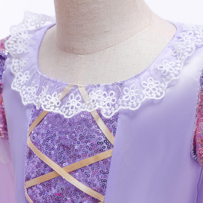 ebay Amazon Rochie Sofia pentru fete cu mânecă lungă, rochie de prințesă cu paiete și diamante, costum de Halloween pentru spectacole