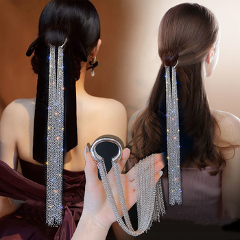 Euroopa ja Ameerika piiriülene liialdatud pikkade juuste kettidega mitmekihiline tutiga juuste aksessuaarid naiste luksuslikud elegantsed peakatted juuste templiga uus trend