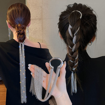 Euroopa ja Ameerika piiriülene liialdatud pikkade juuste kettidega mitmekihiline tutiga juuste aksessuaarid naiste luksuslikud elegantsed peakatted juuste templiga uus trend