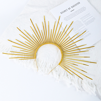 Διασυνοριακή Θεά του Ήλιου Χρυσό Στέμμα Ηλιοφάνεια Γοτθική Κορδέλα Κεφαλής με Χειροποίητο Κάλυμμα για το Χάλογουιν Αποκριάτικη Στολή