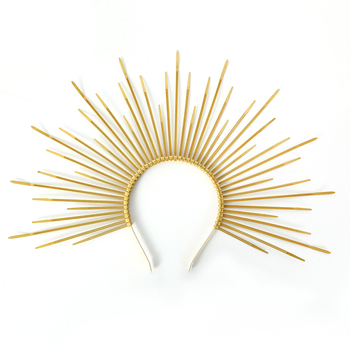 Διασυνοριακή Θεά του Ήλιου Χρυσό Στέμμα Ηλιοφάνεια Γοτθική Κορδέλα Κεφαλής με Χειροποίητο Κάλυμμα για το Χάλογουιν Αποκριάτικη Στολή