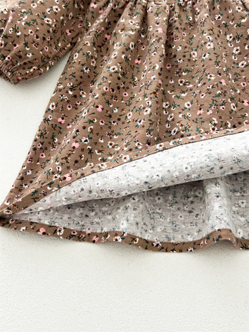 Φόρεμα για μωρά κορίτσια 2025 με δαντέλα, μεγάλο πέτο, μικρό φλοράλ σχέδιο, μακρυμάνικο, άνοιξη και φθινόπωρο, κομψά ρούχα για κορίτσια