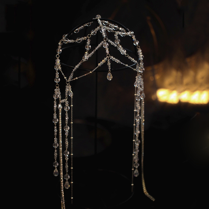 Spindinti nuotakos karūna Tiara Korėjietiško stiliaus super fėja krištolinis kutas antakių pakabukas kaktos ornamentas aukščiausios klasės vestuvių stiliaus aksesuarai