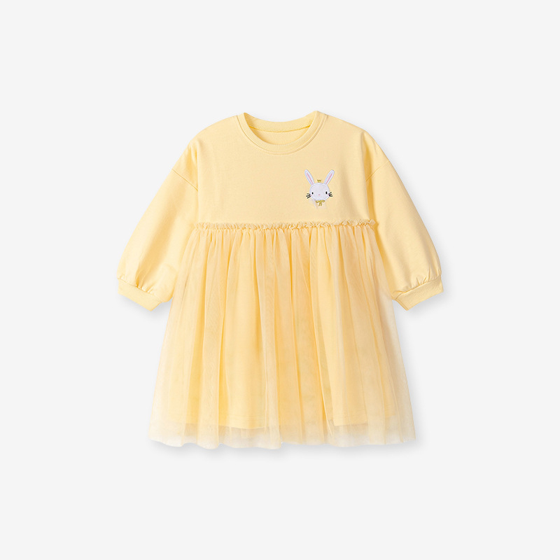 Veleprodaja dječje odjeće u europskom i američkom stilu, prekogranične mrežaste djevojačke haljine, jesenske dječje haljine za princeze, pamučne dječje haljine s crtanim motivima