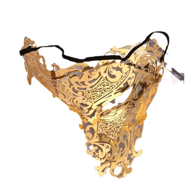 Висококачествена венецианска маска, желязна бяла метална маска, фестивална маска за представления, реквизит за топка, куха диамантена маска за очи