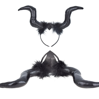 Лента за глава с вещица Maleficent Cosplay Girls Horn Hair Accessories Halloween Transgranic Supply Headband на едро