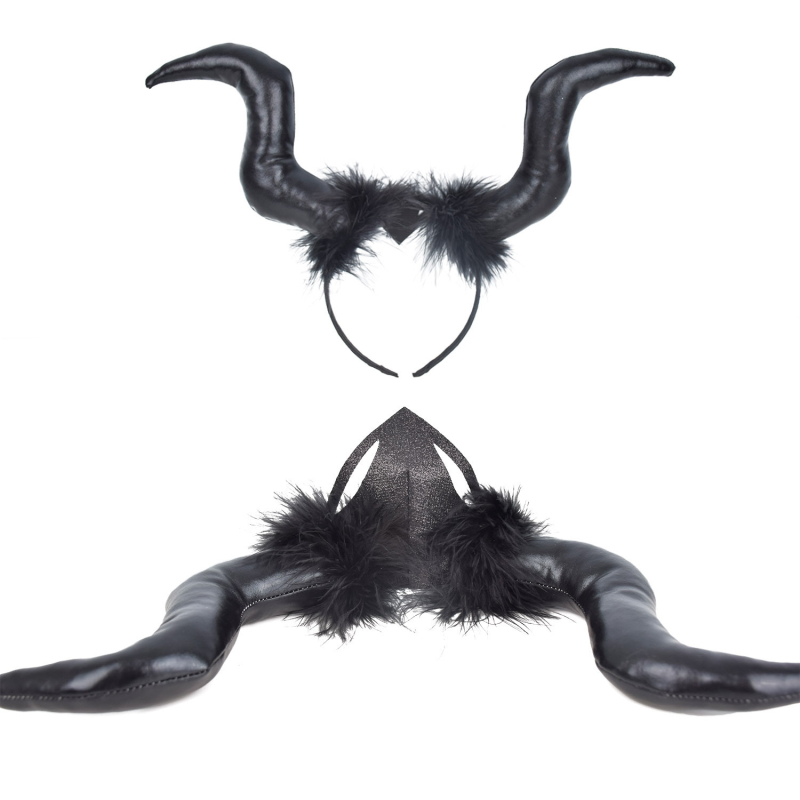 Лента за глава с вещица Maleficent Cosplay Girls Horn Hair Accessories Halloween Transgranic Supply Headband на едро