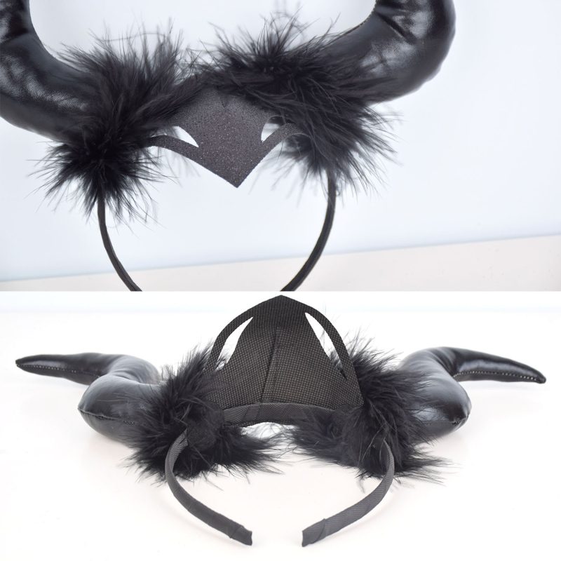 Лента за глава с вещица Maleficent Cosplay Girls Horn Hair Accessories Halloween Transgranic Supply Headband на едро