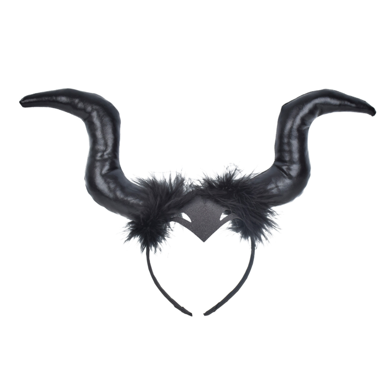 Лента за глава с вещица Maleficent Cosplay Girls Horn Hair Accessories Halloween Transgranic Supply Headband на едро
