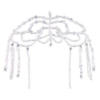 2025 m. originalus naujas akrilinis kutas, balta plaukų grandinėlė, karnavalinis kutas, tinklelio skrybėlė, Helovino papuošalai, kryžminis kraštas