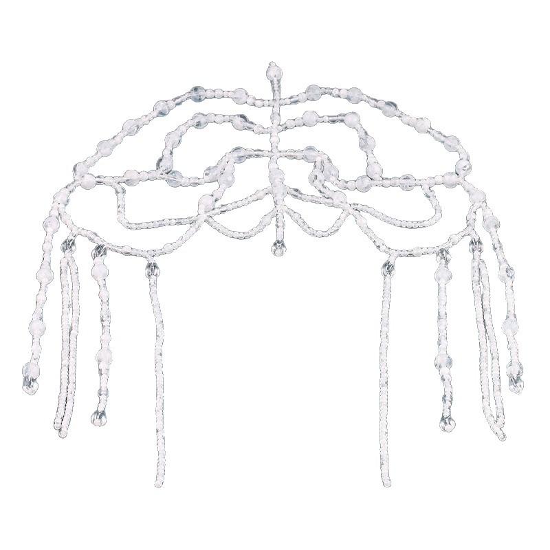 2025 m. originalus naujas akrilinis kutas, balta plaukų grandinėlė, karnavalinis kutas, tinklelio skrybėlė, Helovino papuošalai, kryžminis kraštas