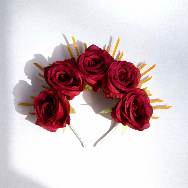 Tarpvalstybinis šaltinis „cos“ aksesuarai Helovinas Meksikos numirėlių šventė aureolės imitacija rožių plaukų juosta plaukų vainikėlis