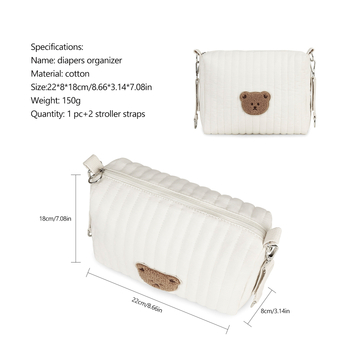 Μικρή τσάντα από καθαρό βαμβάκι, απλή τσάντα καλλυντικών με κέντημα αρκουδάκι, ελαφριά τσάντα καλλυντικών ταξιδιού, τσάντα καλλυντικών για πάνες μωρού