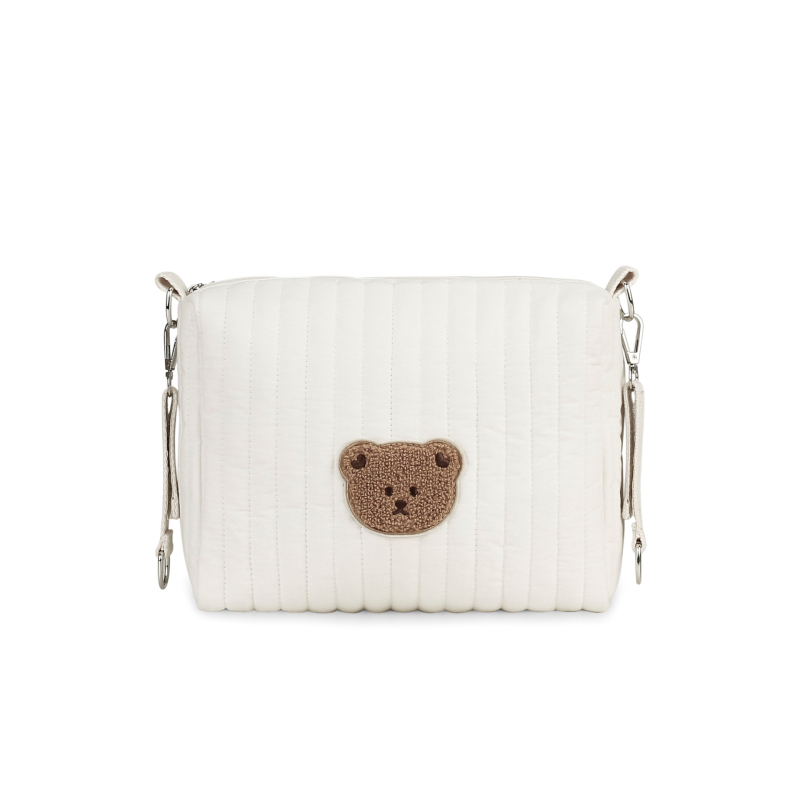 Geantă mică din bumbac pur, geantă simplă cu ursuleț brodat, geantă de cosmetice, geantă de toaletă ușoară, geantă de călătorie pentru bebeluși, geantă de cosmetice pentru scutece