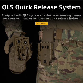 WOSPORT taktikaline universaalne püstol nailonmaterjalist kiirkinnitushülss, millel on QLS kiirkinnitussüsteem ja mis ühildub alusega