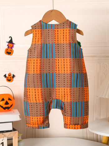 Διασυνοριακό Εξωτερικό Εμπόριο Βρεφικής Κολοκύθας Halloween Φθινόπωρο και Χειμώνας Νέα Καρό Ολόσωμη Φόρμα Κινούμενα Σχέδια Αμάνικη Εκδρομή Κοστούμι με Σέρνεται